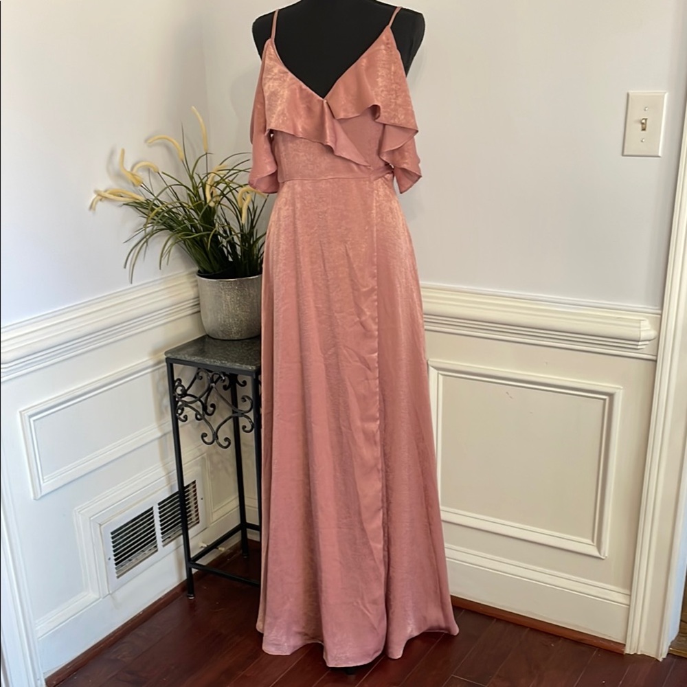 ❤️ NWT Lulus Pink Off the Shoulder Flutter Sleeve Full Wrap Dress A